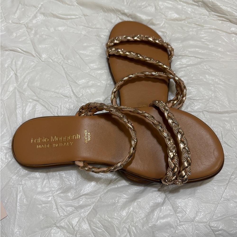 Chic Braided Sandals in Brown by Fabio Maggenti made in Italy Leather sock - Picture 2 of 8